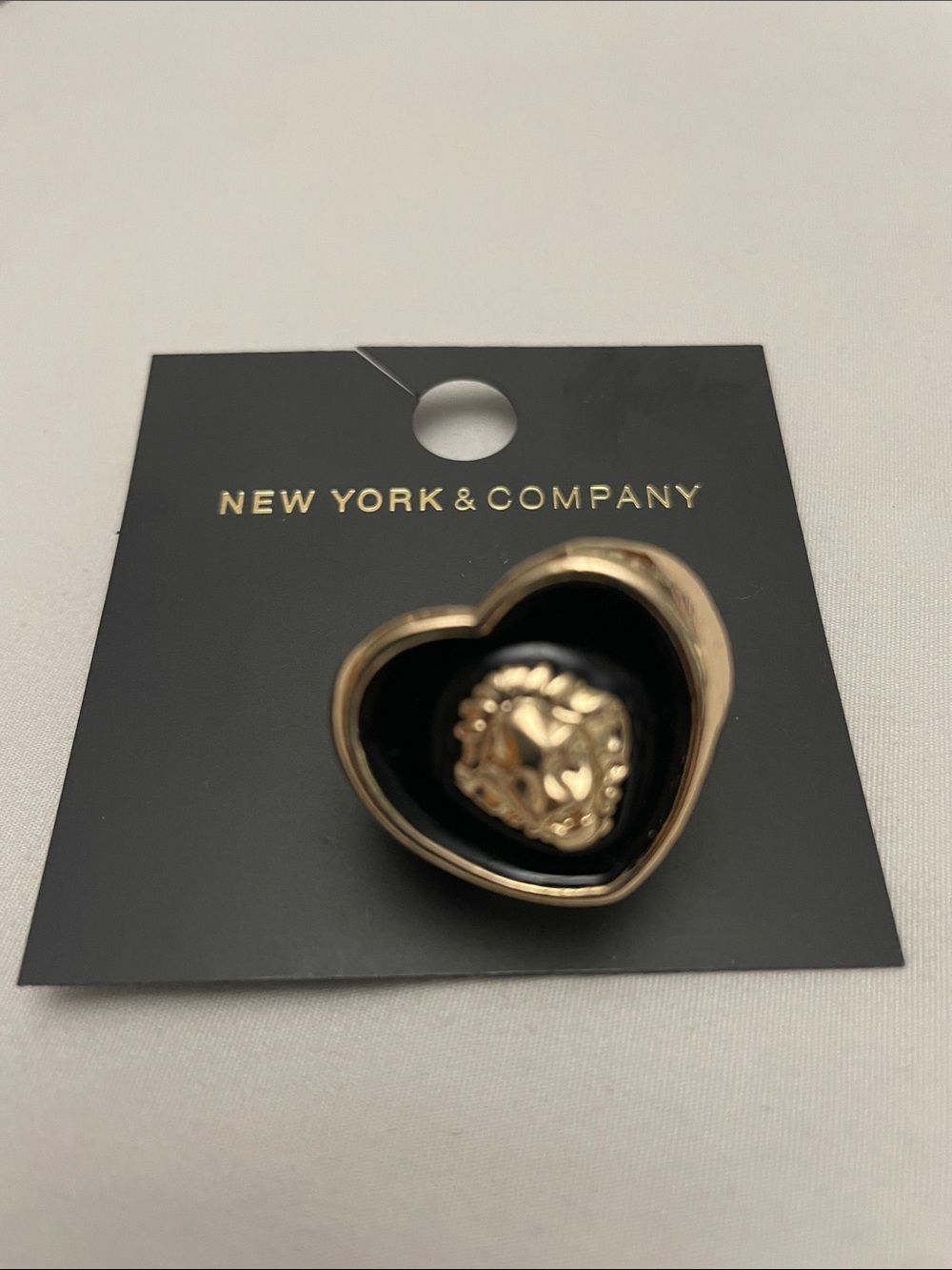 New York & Company Black and Gold Jewelry.. Lion Head in Heart shaped ring